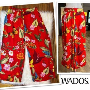 Wados Floral Wide-Leg Pants - Red Multicolor, Size Medium